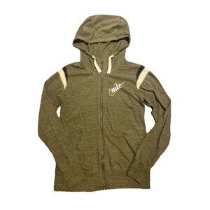 Nike Hoodie S Organic Cotton Olive Retro Long Sleeve Full Zip Pocket Lightweight